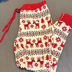 Hanna Andersson Red and Cream Reindeer Pajama Bottoms